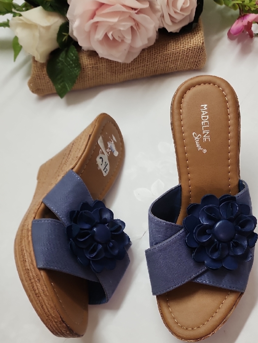 Madeline Stuart Navy Floral Slide Mules - Picture 4 of 6